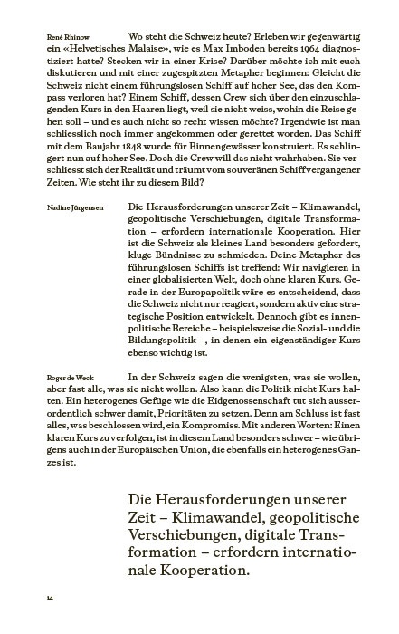 Plädoyer für eine offene Schweiz